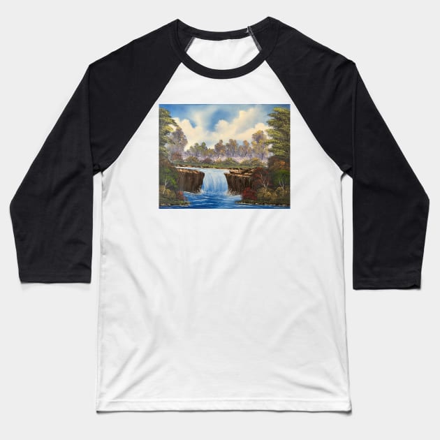 Misty Waterfall Baseball T-Shirt by J&S mason